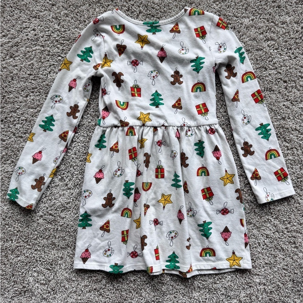Cat & Jack Girls Holiday Print Long Sleeve Dress – Size Small (6/7) - Picture 8 of 8